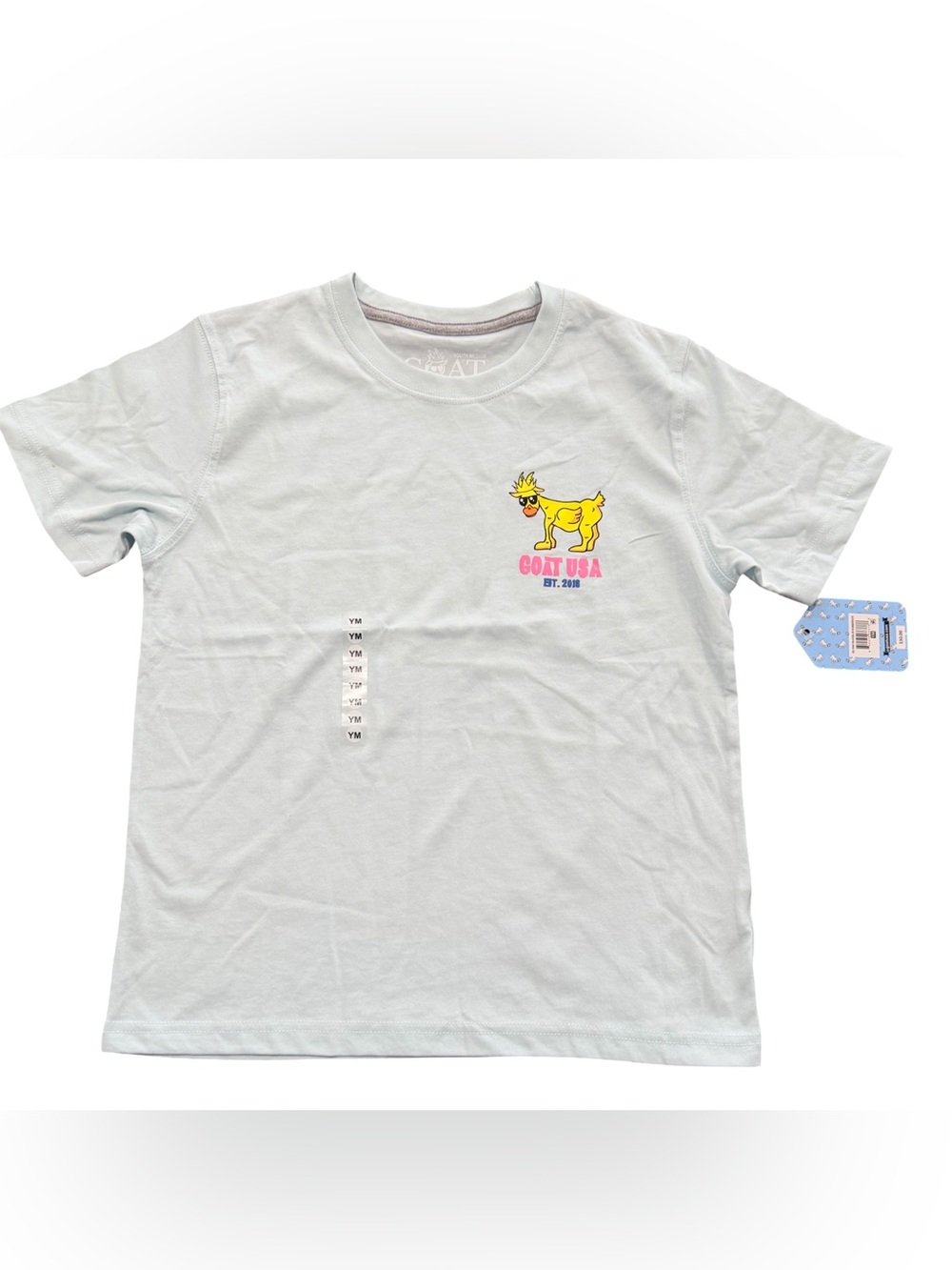 GOAT USA Kids Pale Blue Graphic Tee - boys size M - BNWT